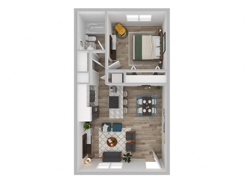 Floor plan for 1 bed, 1 bath, 560 sqft